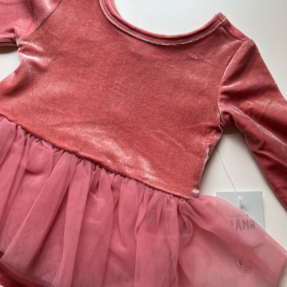 Laughing Llama Pink Velvet Kids Costume Dress 9 months